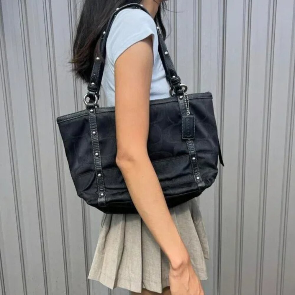 Coach 2008 Black Signature "C" Studded Lurex Tote 12905